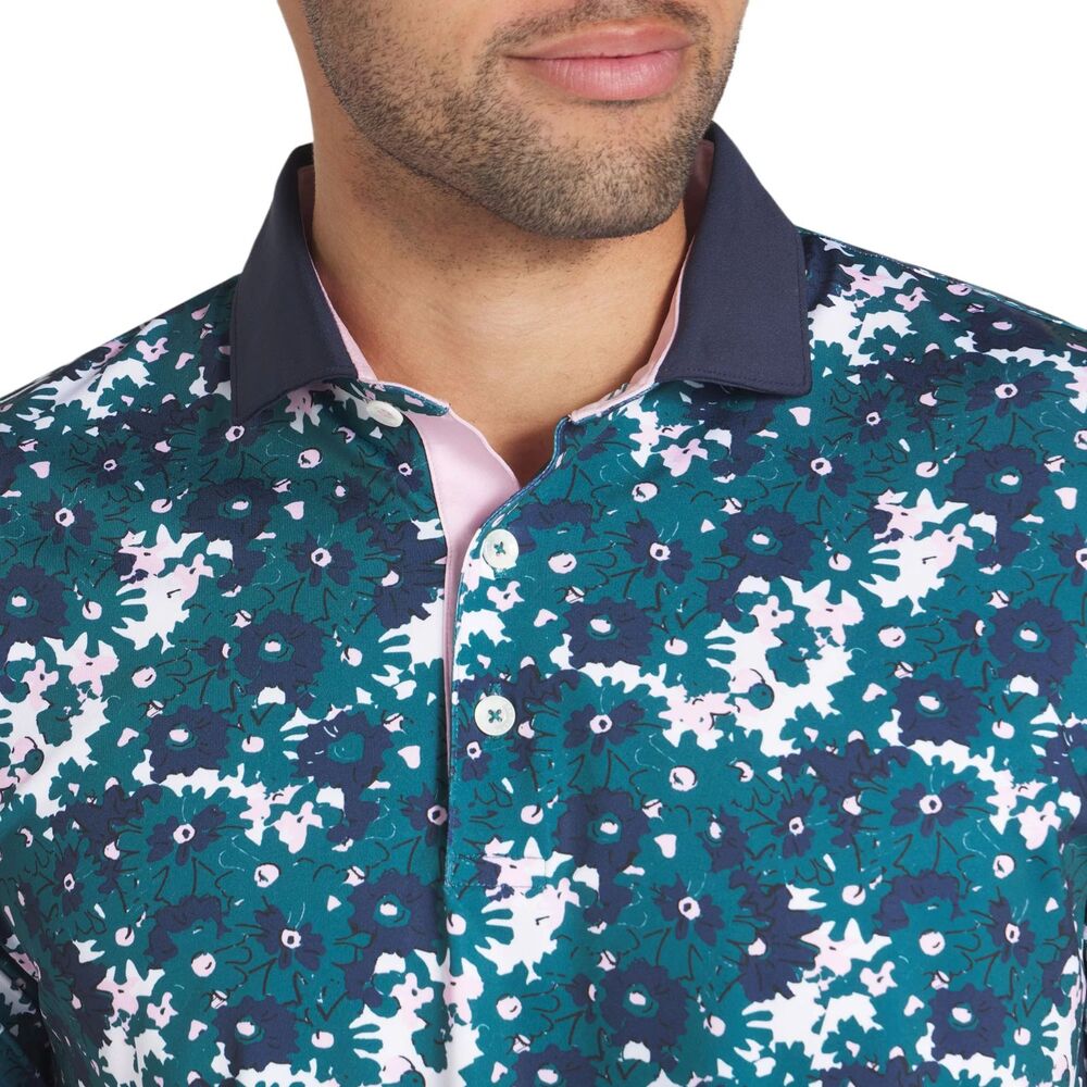 PUMA ARNOLD PALMER FLORAL GOLF POLO WHITE GLOW/DEEP NAVY #623954 SIZE XL - Picture 3 of 5